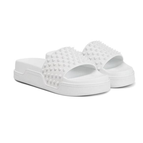 Pool Fun Donna White Studded Sandal Slides WOMEN'S E094 - Picture 1 of 12